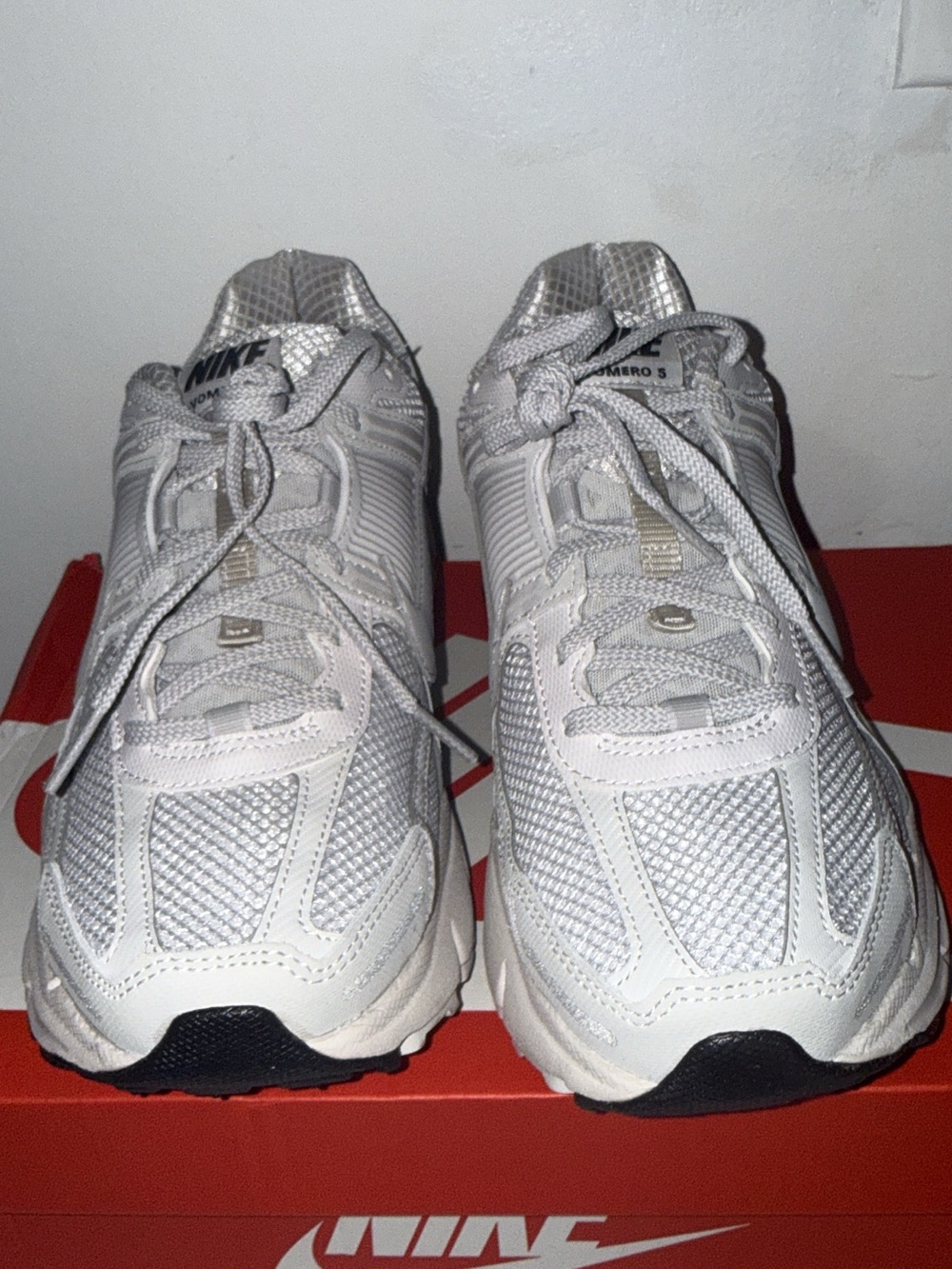 Nike Women’s Light Gray and White Mesh Running Sneakers